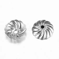 304ステンレススチールビーズキャップ  花  ミックスカラー  7x1.5mm  穴：1mm&nbsp;STAS-G075-10