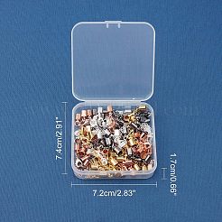 真鍮アジャスターチェーン  コードエンドとカニカン付き  ミックスカラー  約33mm長  コー​​ド終了：9x5mm  穴：4mm  4色  10セット / カラー  40セット /箱&nbsp;KK-FH0001-47