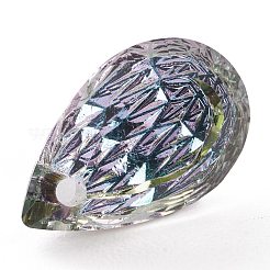 エンボスガラスラインストーンペンダント  ティアドロップ  多面カット  vitrail light  14x9x5mm  穴：1.4mm&nbsp;GLAA-J101-05A-001VL