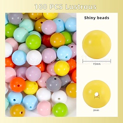 100個10色シリコンビーズ  ラウンド  ミックスカラー  15mm  穴：2mm&nbsp;JX644A
