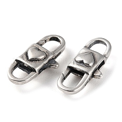 タイスターリングシルバーカニカン925個  ハートロック  スタンプ925個付き  アンティークシルバー  15x7x4mm  穴：3x3mm&nbsp;STER-D003-40AS