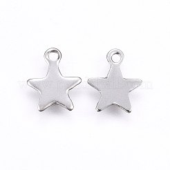ステンレススチールチャーム201個  空白タグのスタンプ  スター  ステンレス鋼色  10x8.5x0.8mm  穴：1.2mm&nbsp;STAS-E438-50P