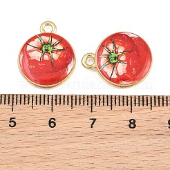 プリント合金ペンダント  トマトのチャーム  ラックめっき  ゴールドカラー  トマト  18x15x3.5mm  穴：1.8mm&nbsp;AL-CBA49CA-07F