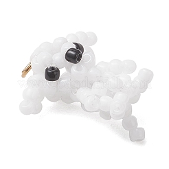 ガラスシードビーズの犬用ペンダント  304ステンレス鋼  ホワイト  16x15x9.5mm  丸カン：4x0.5ミリ  3内径。&nbsp;PALLOY-MZ01223-02
