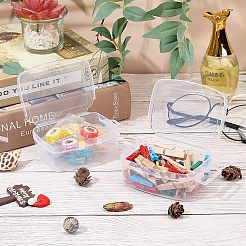 クリアプラスチックビーズ収納ケース  ヒンジ付き蓋付き  フリップカバー  感受性  長方形  ホワイト  10.4x6.5x3.5cm  インナーサイズ：8.4x6センチメートル&nbsp;CON-WH0074-61