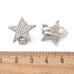 スター真鍮マイクロパヴェクリアキュービックジルコニアクリップオンイヤリング  プラチナ  18.5x18.5mm&nbsp;EJEW-U049-01P