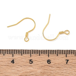 コイル付きスターリングシルバーフレンチフック925個  ループ付きイヤーワイヤー  s925スタンプあり  18KGP本金メッキ  13x13.5~14.5x1mm  穴：1.6mm  ピン：0.5mm&nbsp;STER-T007-119G