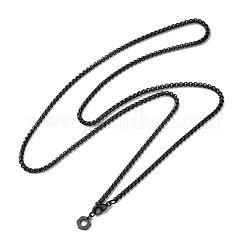 女性用304ステンレススチール製六角形ペンダントベネチアンチェーンネックレス  ブラック  27.91インチ（70.9cm）&nbsp;NJEW-A045-25EB