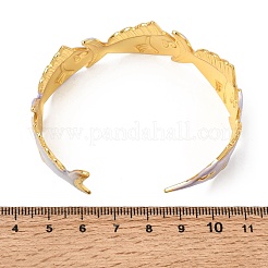 オーシャン 304 ステンレススチール エナメル フィッシュ オープンカフ バングル（女性用）  ゴールドカラー  PVD真空メッキ  ライラック  内径：1.97インチ（5cm）x2.40インチ（6.1cm）&nbsp;SA-CBA1A30-02B-G