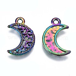 合金ペンダント  カドミウムフリー＆鉛フリー  ムーン  虹色  18x12x1.5mm  穴：1.6mm&nbsp;PALLOY-N156-002-RS