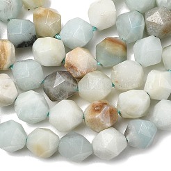 天然フラワーアマゾナイトビーズ連売り  スターカットラウンドビーズ  多面カット  7~8x7~8x7~8mm  穴：1mm  約46~47個/連  14.72''~15''（37.4~38.1センチメートル）&nbsp;G-Z119-A08-02