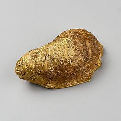 花の装飾が施された樹脂製のシェル型  ホームオフィスの装飾用  ゴールド  106.5x40.5x68.5mm&nbsp;DJEW-WH0015-203