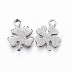 変色しにくい201ステンレススチールチャーム  クローバー  ステンレス鋼色  10x8x0.8mm  穴：1.2mm&nbsp;STAS-L197-20P