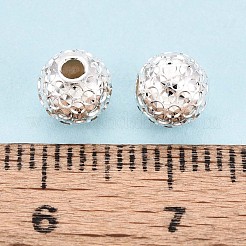 テクスチャ加工された925スターリングシルバービーズ  ラウンド  銀  6mm  穴：1.6mm&nbsp;STER-T008-46S