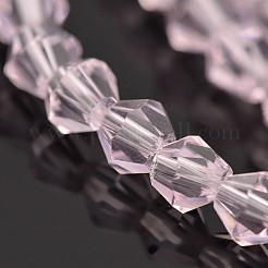 ダブルコーンガラスビーズ連売り  多面カット  パールピンク  4x4mm  穴：0.8~1mm  約75~78個/連  28~29cm&nbsp;EGLA-P016-4mm-13
