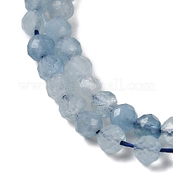 天然石アクアマリンビーズ連売り  多面カット  ラウンド  4mm  穴：0.5mm  約96個/連  15.7インチ（40cm）&nbsp;G-F509-10-4mm