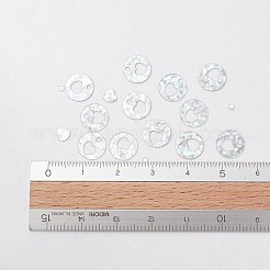 オーナメントアクセサリープラスチックスパンコール/スパンコールチャーム  ハート付きフラットラウンド  銀  8x0.1mm  穴：1.4mm&nbsp;PVC-E001-11-LS01