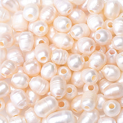 グレードB天然養殖淡水パールビーズ  母の日のイヤリング作りに最適  オーバル  ホワイト  8~9x8~12mm  穴：2.5mm  100個/箱&nbsp;PEAR-NB0001-42
