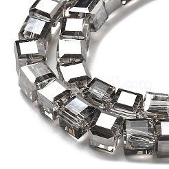 電気メッキガラスビーズセット  キューブ  多面カット  グレー  7x7x7mm  穴：1.4mm  約98~99個/連  26~27.44''（66~69.7センチメートル）&nbsp;EGLA-H108-01A-PL01