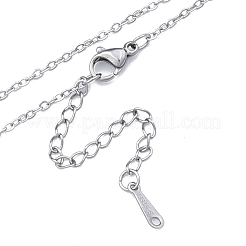 変色しない304ステンレススチールアズキチェーンネックレス、男性用、女性用  ステンレス鋼色  ワイド：1.5mm  15.75インチ（40cm）&nbsp;NJEW-N050-A03-S15