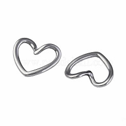 変色しない304ステンレススチール製リンクリング  ハート  ステンレス鋼色  15x17x3.5mm  穴：7x13mm&nbsp;X-STAS-N087-56P