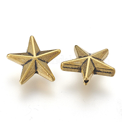 チベット風合金ビーズ  スター  カドミウムフリー＆鉛フリー  アンティーク黄金  12x12x4mm  穴：1mm&nbsp;GLF9324Y