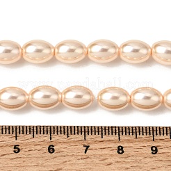 電気めっきシェルパールビーズ連売り  ライス  ライトコーラル  9.5~10x7mm  穴：1mm  約41個/連  15.55''（39.5センチメートル）&nbsp;BSHE-B008-07C