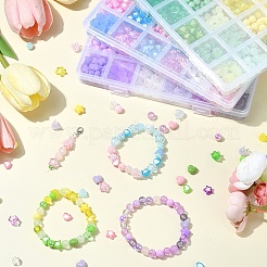 DIY 丸い星の花のアクリルビーズブレスレット作成キット  パープル  7~10x8~10.5x4~8.5mm  穴：1.8~2.5mm&nbsp;DIY-YW0009-95