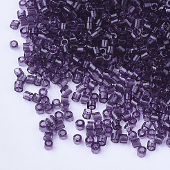 ガラスシリンダービーズ  シードビーズ  透明色  丸い穴  パープル  1.5~2x1~2mm  穴：0.8mm  約8000個/袋  約85~95 G /袋&nbsp;SEED-Q036-01A-H01