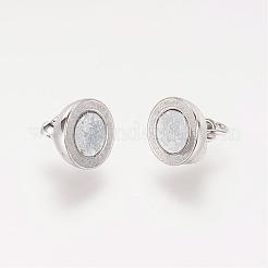 ループ付き真鍮製マグネットクラスプ  ニッケルフリー  ラウンド  プラチナ  16x10mm  穴：2mm&nbsp;KK-MC021-N-NF