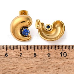 304ステンレススチールマイクロパヴェキュービックジルコニアスタッドピアス  ティアドロップ  ゴールドカラー  19x18mm&nbsp;EJEW-B138-01G