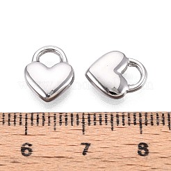 304ステンレススチールチャーム  ハート南京錠チャーム  変色防止  ステンレス鋼色  11x9x3mm  穴：3x3.5mm&nbsp;STAS-N109-194P