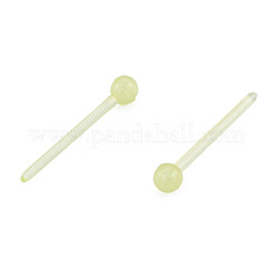 プラスチック製の小さなボール スタッド イヤリング  女性用ポストイヤリング  緑黄  14x2.5mm  ピン：0.9mm&nbsp;EJEW-N022-01C