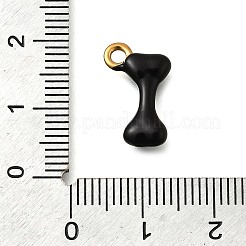 304ステンレススチールエナメルペンダント  骨のチャーム  ゴールドカラー  ブラック  15.5x10x3mm  穴：2mm&nbsp;STAS-Z151-01G-02