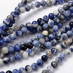 天然石ソーダライトビーズ連売り  ラウンド  6mm  穴：1mm  約60~63個/連  14.76~14.96インチ（37.5~38cm）&nbsp;G-S279-10-6mm