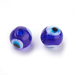 手作りランプワークビーズ  ナザールボンジュウ  ラウンド  ブルー  直径約12mm  穴：2mm&nbsp;X-DT248J-3