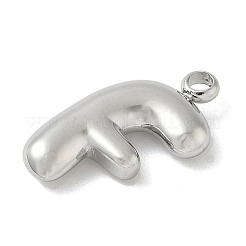 304ステンレススチール製イニシャルペンダント  ステンレス鋼色  文字F  16~18x6~18x3mm  穴：1.8mm&nbsp;STAS-S186-12F-P