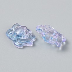 手作りランプワークビーズ  2つのトーン  蓮  ライトブルー  15.5x20.5x7mm  穴：1.4mm&nbsp;LAMP-CJC0022-01A
