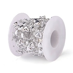 クリスマスツリーハート＆ボールビーズガーランド  プラスチックイミテーションパールビーズトリム  結婚披露宴用品を飾るために  スプールで  銀  ハート：9x9x5mm  ラウンド：3mm  約10m /ロール&nbsp;LS-CHAC-H100-03