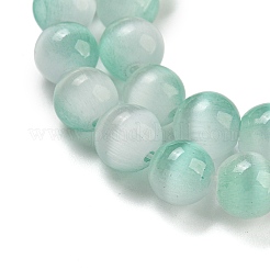 キャッツアイビーズ連売り  ラウンド  アクアマリン  10mm  約39個/連  14.96''（38センチメートル）&nbsp;X-G-K378-A06-02