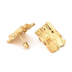 女性用304ステンレススチールスタッドピアス  ねじれた四角形  18KGP本金メッキ  26.5x26mm&nbsp;EJEW-E291-10G