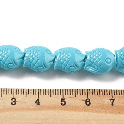 合成サンゴ彫刻ビーズ連売り  染め  魚  ディープスカイブルー  14x13x9mm  穴：1.4mm  約30個/連  14.5~15インチ&nbsp;CORA-C003-13B-04