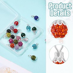 24個12色の手作りポリマー粘土ラインストーンペンダント  ティアドロップ  鉄ループ付き  銀  16mm  穴：2.5mm  2個/カラー&nbsp;PALLOY-SW0026-02