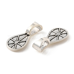 合金グルーオンフラットパッドベイル  ティアドロップペンダントベイル  アンティークシルバー＆シルバー  16x7x1~4mm  穴：4.5x3mm&nbsp;PALLOY-K005-04AS