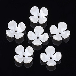 4花弁ABSプラスチックパール調ビーズキャップ  花  乳白色  14.5x14.5x6.5mm  穴：1.8mm&nbsp;OACR-S020-19