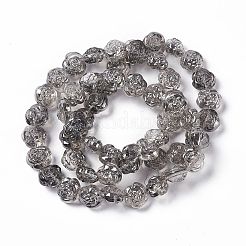 電気メッキガラスビーズセット  パール光沢メッキ  ローズ  グレー  12.5x14x9mm  穴：1mm  約55個/連  25.98''（66センチメートル）&nbsp;EGLA-L040-PL02