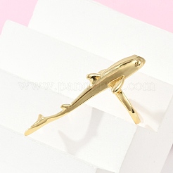 女性用真鍮カフリング  カドミウムフリー＆鉛フリー  魚  18KGP本金メッキ  内径: 調節可能&nbsp;RJEW-C122-01G
