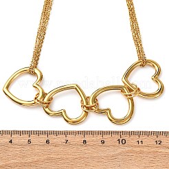 304ステンレススチール製4ハートリングペンダントネックレス（女性用）  ゴールドカラー  15.67インチ（39.8cm）&nbsp;NJEW-K296-01G