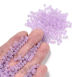蓄光透明ガラスシードラウンドビーズ  穴なし/ドリルなし  グレードA  プラム  3~3.5mm  約7500個/袋&nbsp;GLAA-F124-D09-B