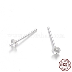 スターリングシルバースタッドピアスパーツ  ハーフドリルビーズ  銀  トレイ：3mm  13mm  ピン：0.7mm&nbsp;STER-M109-04